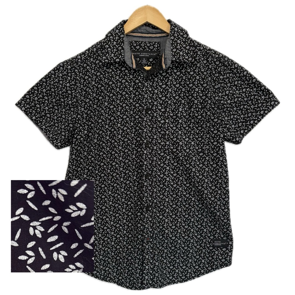 Truth Substance Mens Mini Floral Print Short Sleeve Button Down Shirt Size Small